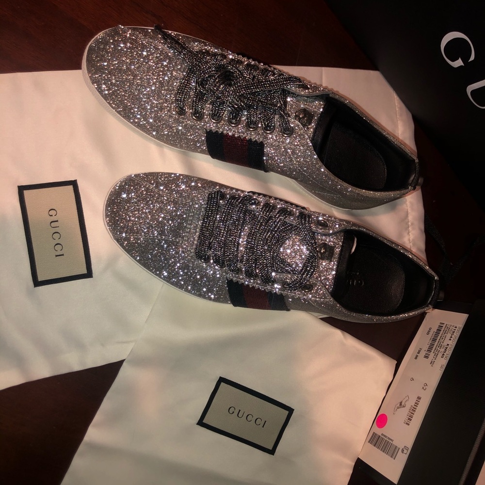 Gucci Women Bambi Web Sneakers with Stud
